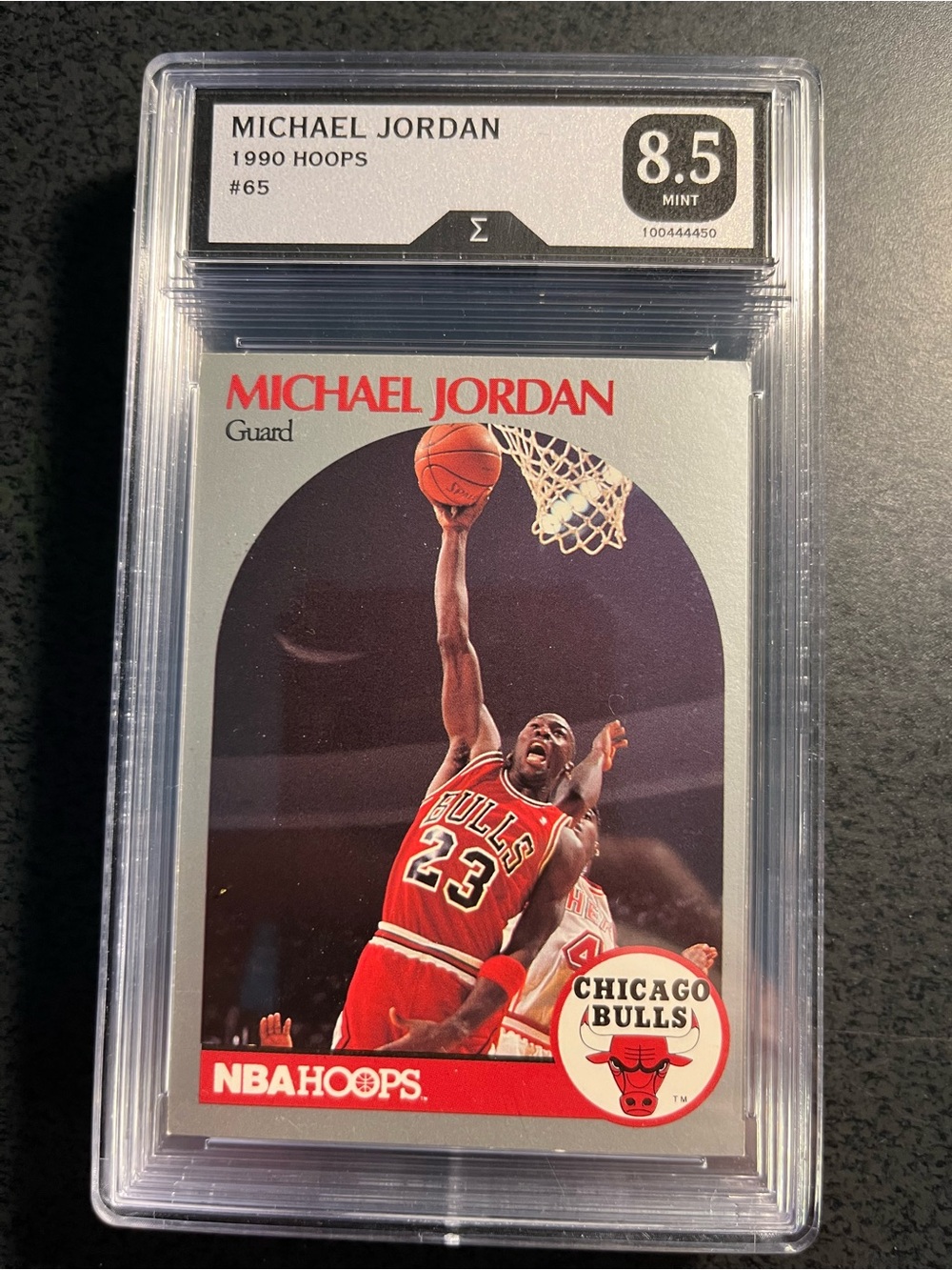 Michael Jordan 1990 Hoops #65 Graded 8.5Basketball Card - Red